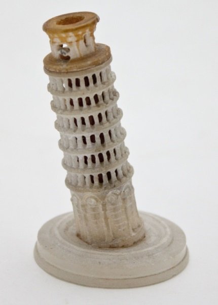 19thC Leaning Tower of Pisa Alabaster Miniature: 19th Century leaning tower of Pisa alabaster miniature from the grand tour period. Dimensions: 1.6" x 2.5" Period: 19th century