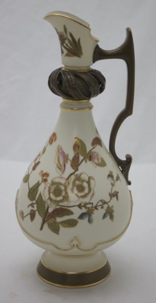 Royal Worcester Hand Painted Vase w Butterflies: Royal Worcester hand painted vase decorated with butterflies and flowers 5.75" dia x 14" 1900