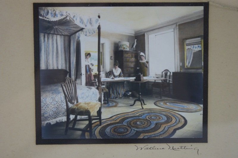 Wallace Nutting "The Quilting Party" Hand Colored: Wallace Nutting "The Quilting Party" hand colored engraving and signed Wallace Nutting 4" x 3" 1900
