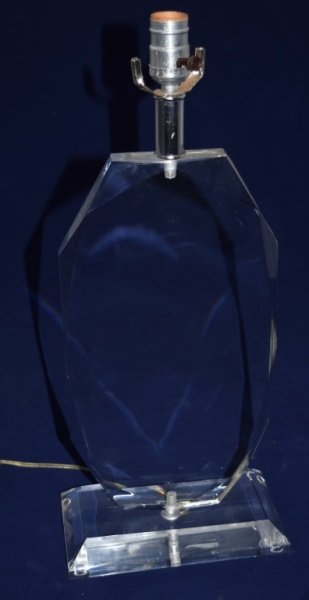 Karl Springer Geometric Lozenge Form Lucite Lamp: Karl Springer geometric lozenge form Lucite lamp 9" x 5" x 21" to bulb 1970's