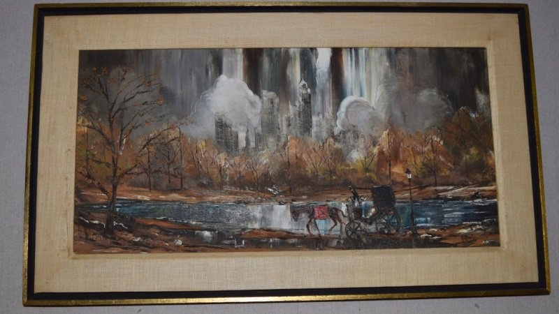 Robert Lebron Oil Painting Horse & Carriage: Robert Lebron, a native of New York City, was born in 1928. He delved into the arts at a very young age and began his formal studies at the New York High School of Music and Arts. Painting of horse an