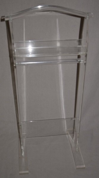 1970's Lucite Valet w Cuff link Tray & Shoe Rack: 1970's Lucite butler or valet with a cuff link tray, clothes rod and shoe rack. 18" x 15" x 42" 1970's
