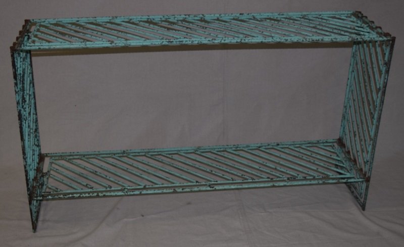 Welded Re-Bar Industrial Consol Table: Welded re-bar industrial consol table. Nice patina. 55" x 14" x 31" Modern