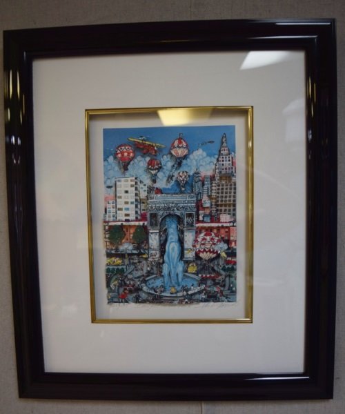 Charles Fazzino Barefoot in the Park 3-D Pop Art: Charles Fazzino signed original 3-D Cut Out Serigraph titled "Barefoot in the Park." Limited edition print numbered 229 of 475. Piece measures 10" x 8" and 16 1/4"x 18 1/2" with frame. Personal messag