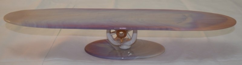 Andriy Bokotey sg Opalescent Art Glass Tazza: Andriy Bokotey, Ukrainian Art Glass Tazza in opalescent glass, . Blown and flame worked glass. From the collection of a retired Corning Glass Co. employee. 17.5" x 4.5" x 2.75"