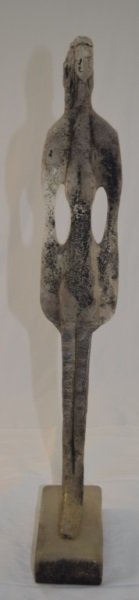 Brutalist Scavo Art Glass Female Figure Barbini: Italian Brutalist art glass figure of a woman attributed to Alfredo Barbini unsigned. Scavo finish over smoked glass. 6" x 2.5" x 20.5"