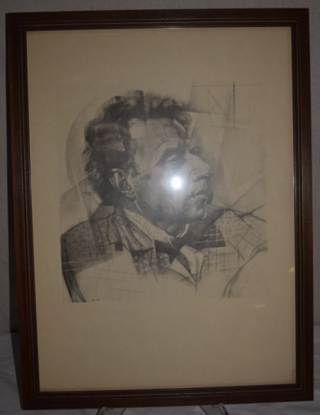 Yuri Pavlovich Annenkov Lithograph of V Meyerhold: Yuri Pavlovich Annenkov(Russian 1889-1974) , 'Portrait of Vsevolod Meyerhold, Russian and Soviet theatre director, actor and theatrical producer, Lithograph on paper,, initialed and signed in Cyrillic