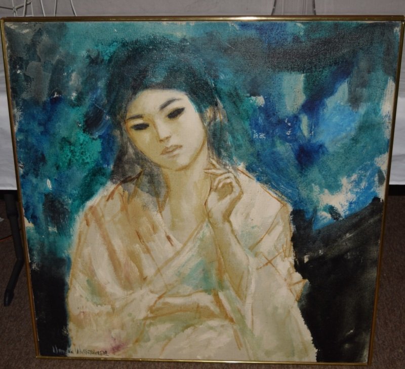 Nathan Wasserberger (1928-2012) Oriental Girl: WASSERBERGER--Nathan. Born June 24, 1928 in Chrzanow, Poland, died April 23, 2012, in New York City. survivor of Buchenwald, student at the Art Student's League, studied with Ivan Olinsky and Byron Br