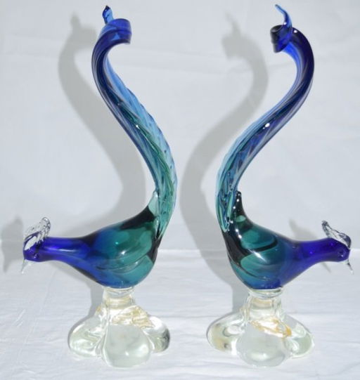 2 Archimede Seguso Murano Blue Art Glass Birds Aug 16 2015 Neely Auction In Fl