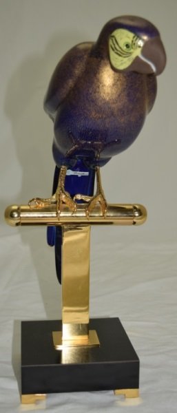 Porcelain Parrot Brass Perch Mangani for Oggetti (1 of 9)