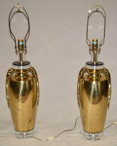 2-Bauer Brass Finished & Lucite Table Lamps (1 of 8)