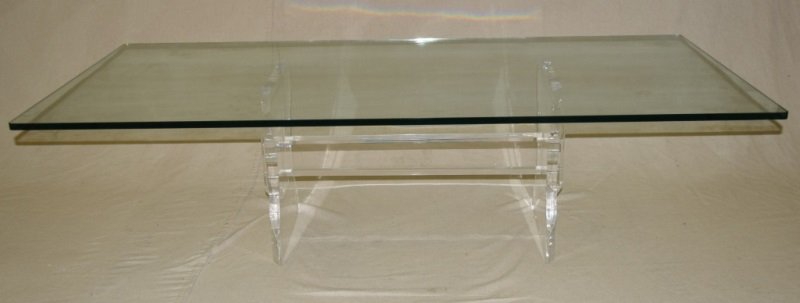 Heavy Geometric Cut Lucite & Glass Coffee Table (1 of 4)