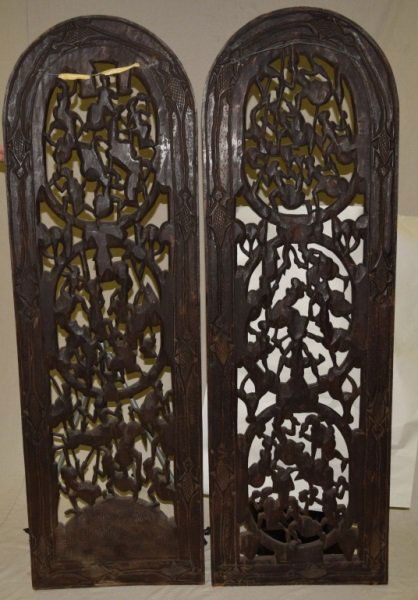 2 African King & Queen Wood Gates w Bronze Figures (1 of 10)