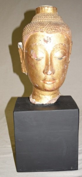 Large Chinese Redstone Carving of Buddha Gold Gilt (1 of 9)