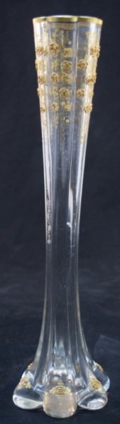 Moser Glass Bud Vase Raised Enamel Flowers& Gold (1 of 7)