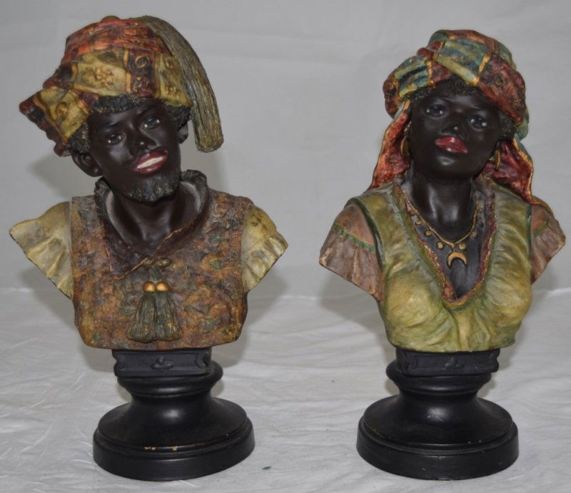 19C Goldscheider Polychrome Male Female Blackamoor (1 of 10)