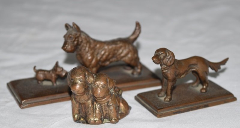 3 Bronzes Irish Setter, Scottish Terrier & Puppies (1 of 6)