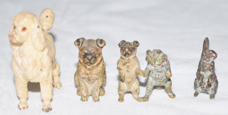 4 Austrian Vienna Bronzes Poodle Pug Kitten Rabbit (1 of 6)