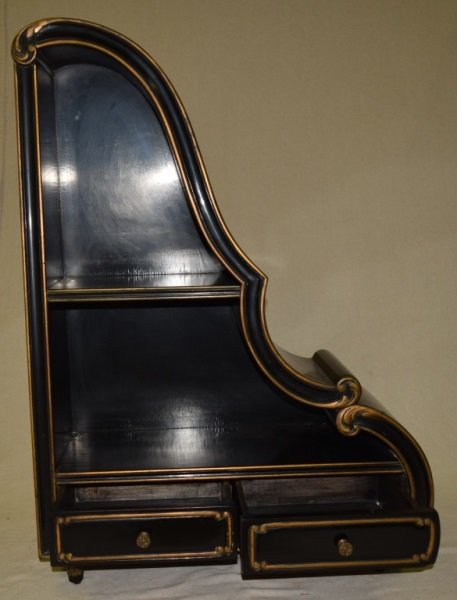 Ebonized & Gilt Wood Piano Scroll Form Desk Shelf (1 of 6)