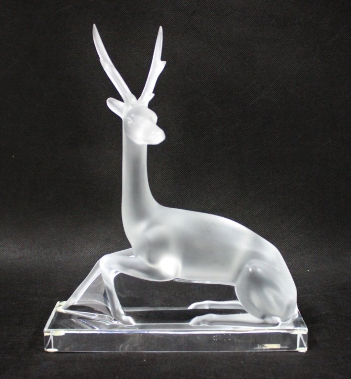 1Lalique Frosted Crystal Sculpture of Stag or Deer (1 of 10)