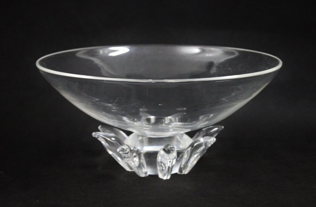 Large Steuben Footed Crystal Centerpiece Bowl