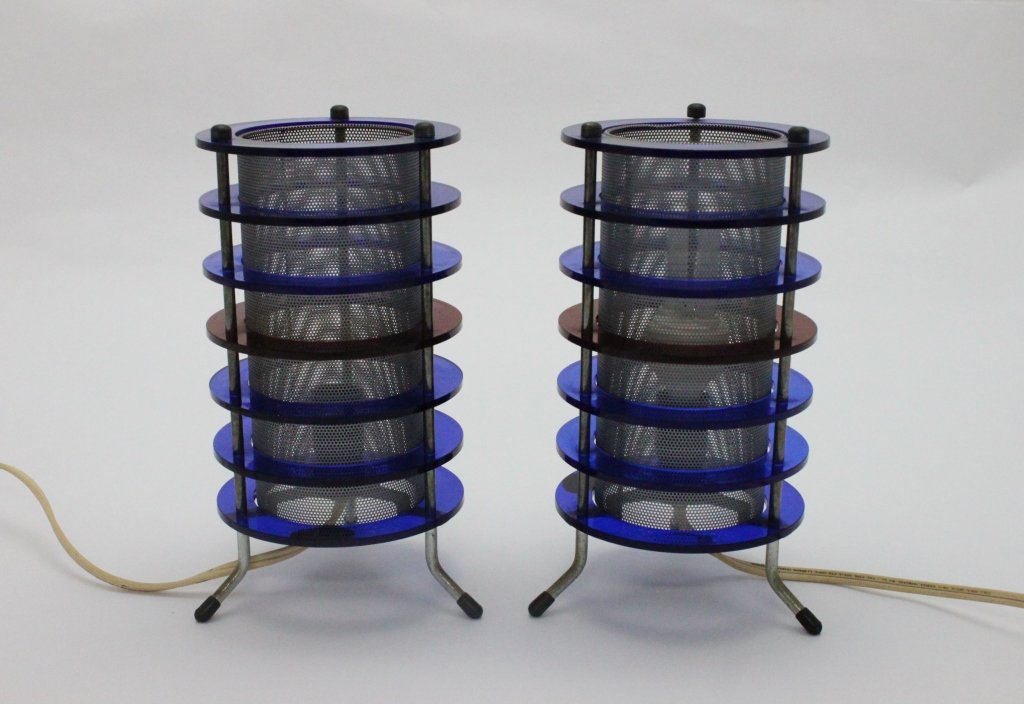 (2) Italian Sputnik Lamps Ringed w/ Lucite Disks (1 of 6)