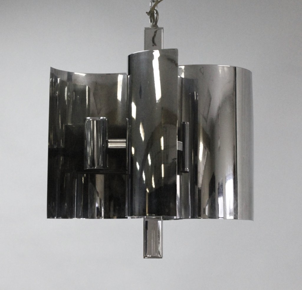 Italian Mid Century Mod Chrome 4-Bulb Chandelier (1 of 8)