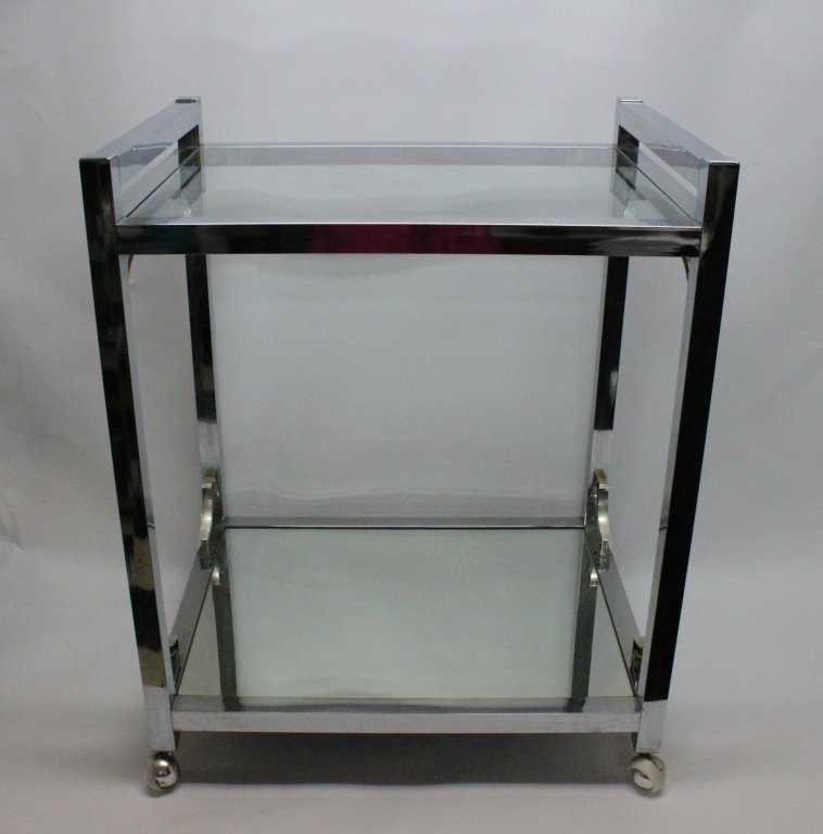 1970's Chrome and Glass 2 Tier Bar / Tea Cart (1 of 7)
