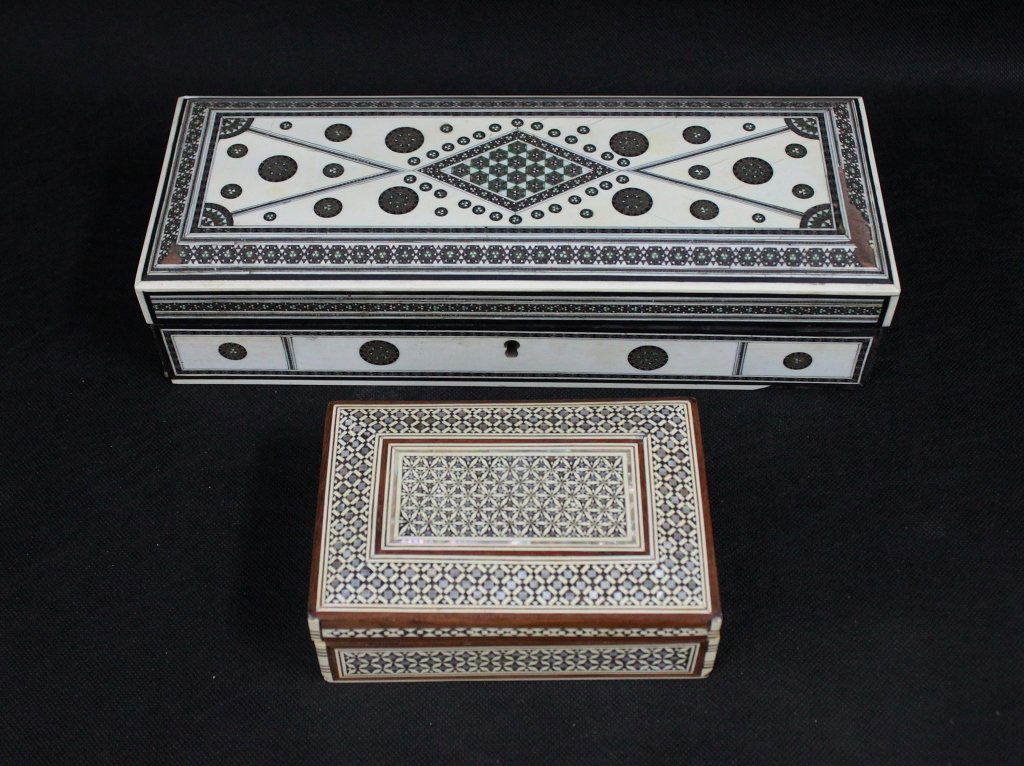 (2) Persian Boxes Inlaid w/ Mother of Pearl & Gold (1 of 7)