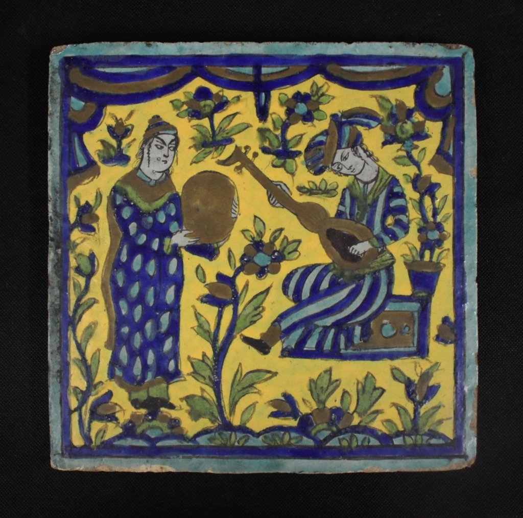 18th/19th C. Painted Persian Earthenware Tile (1 of 4)