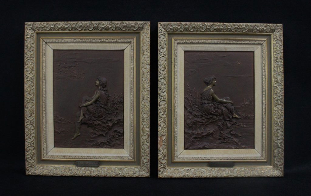 (2) L. Perzinka Bronze Plaques of Women in Repose (1 of 8)