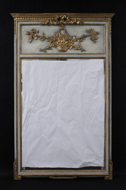 Trumeau Mirror. Carved Gold Gilt w/ Blue Ground (1 of 2)