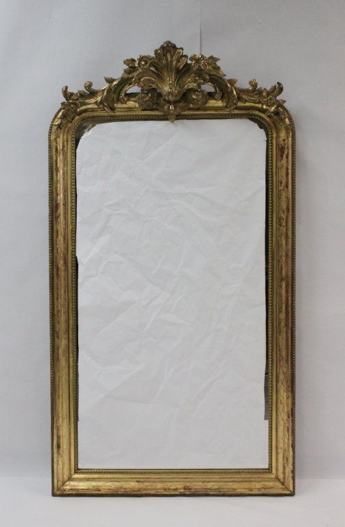 French Art Nouveau Gold Gilt Carved Pier Mirror (1 of 4)