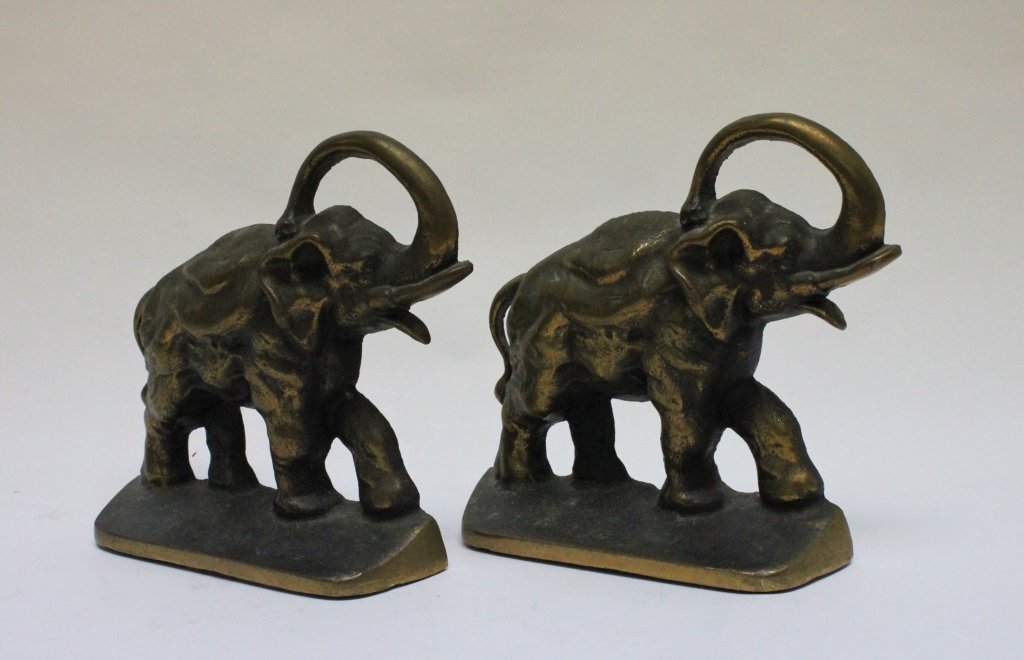 Vintage Cast Brass Bronze Elephant Bookends (1 of 5)