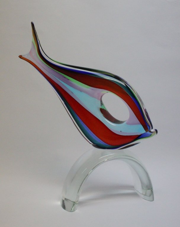 Large Murano Art Glass Colorful Fish Sculpture (1 of 5)