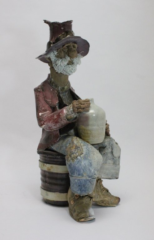 Studio Pottery Stoneware Hillbilly w Moonshine Jug (1 of 8)