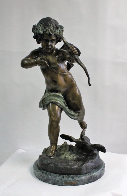 Large Modern Cast Bronze Cupid Sculpture (1 of 6)