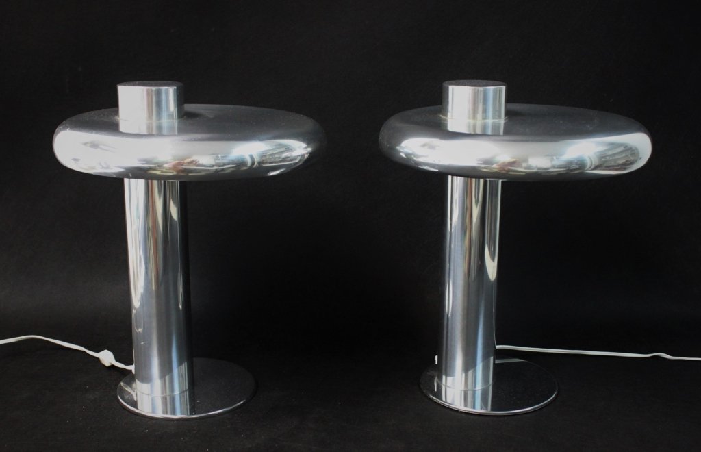 Pair of MCM Offset Chrome Table Lamps by Laurel (1 of 7)