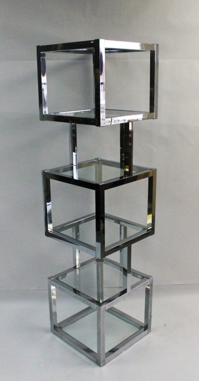 Mid Century Modern Chrome Cube Shelving Unit (1 of 5)
