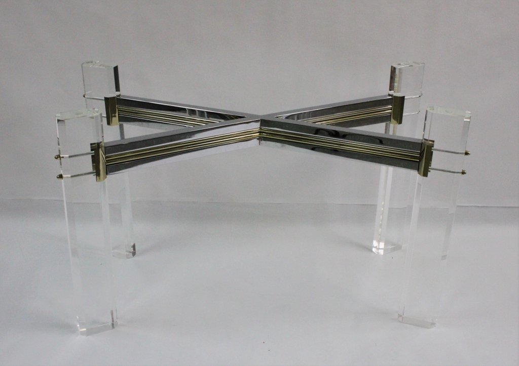 C. Hollis Jones Lucite Brass & Chrome Dining Table (1 of 6)