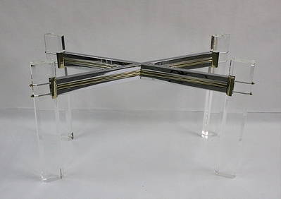 C. Hollis Jones Lucite Brass & Chrome Dining Table (1 of 6)