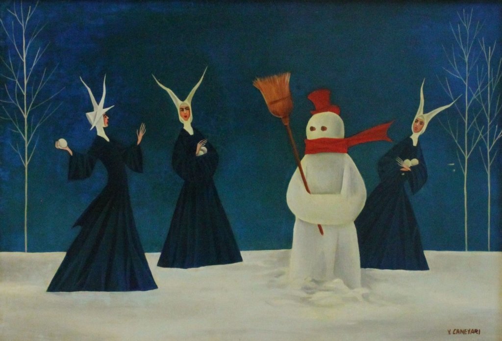 Veniero Canevari (Italian, 1926-1989) Nuns & Snowman (1 of 5)
