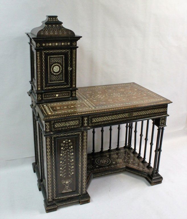 19th C. Anglo-Moorish Ivory Inlaid Rosewood Desk (1 of 10)