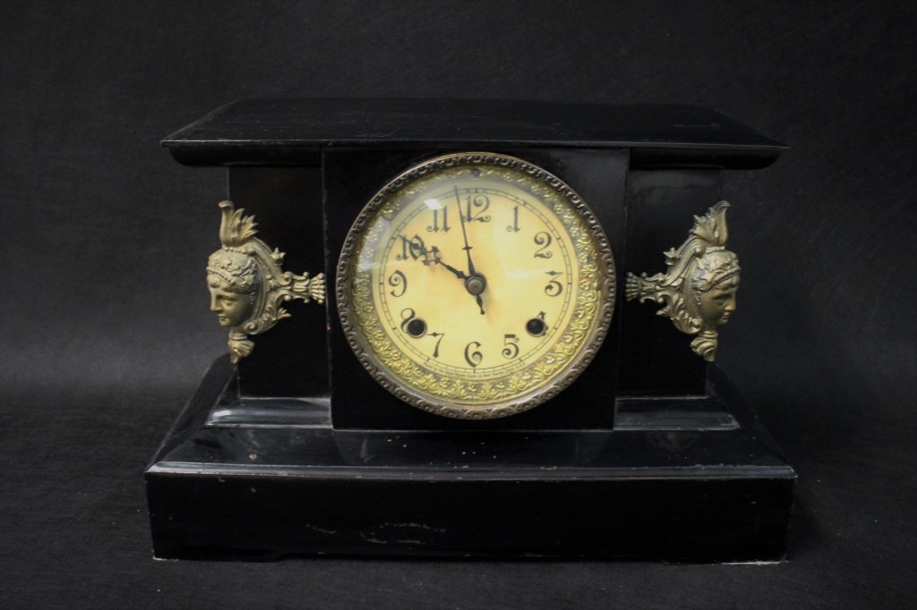19th C. French Empire Style Slate Mantel Clock (1 of 8)