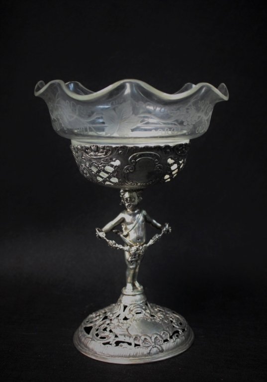 German 800 Silver Baroque Compote w/ Cherub (1 of 5)
