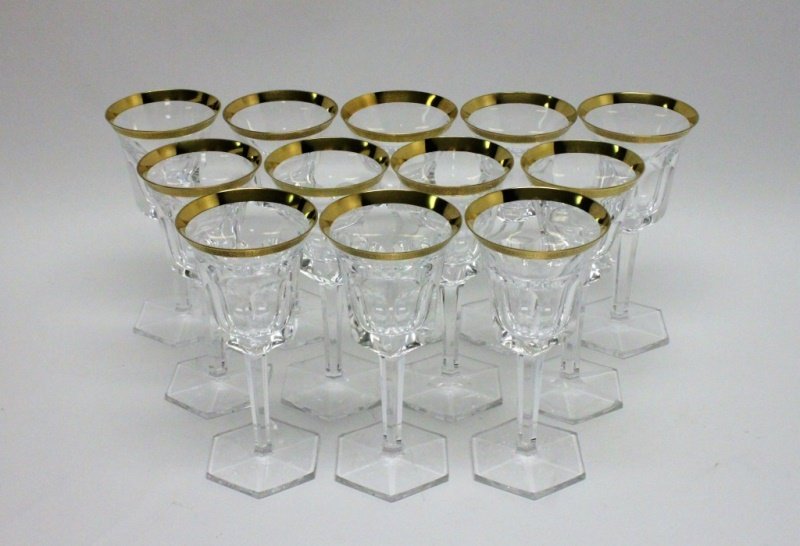(12) Moser Crystal Gold Gilt Stemmed Water Goblets (1 of 4)
