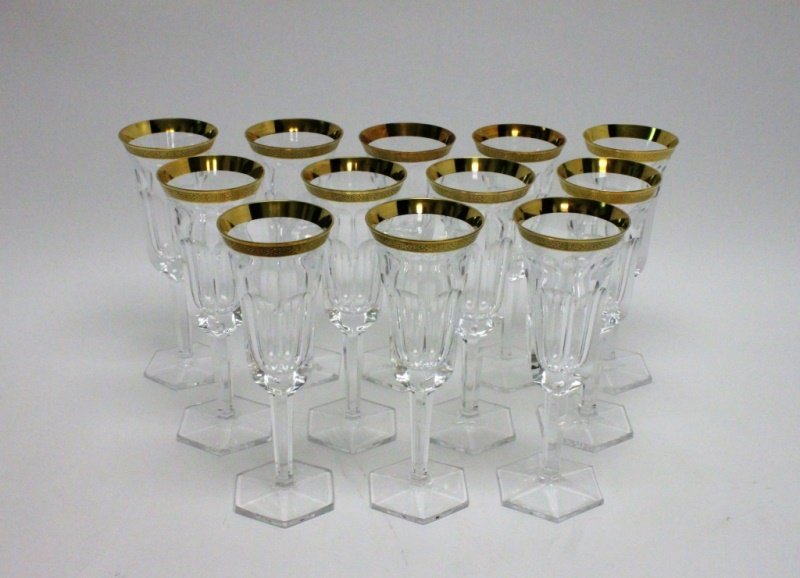 (12) Moser Crystal & Gold Gilt Champagne Flutes (1 of 3)