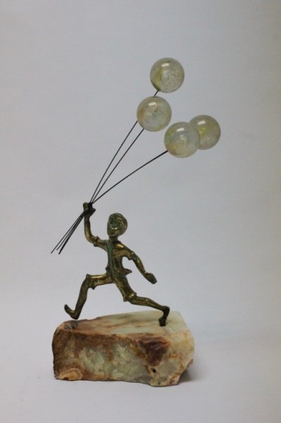 Vintage Bijan Bronze Sculpture "Boy with Balloons" (1 of 5)