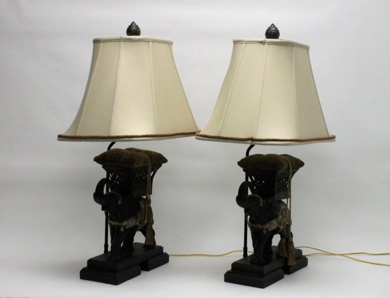 (2) Vintage Frederick Cooper Elephant Table Lamps (1 of 10)