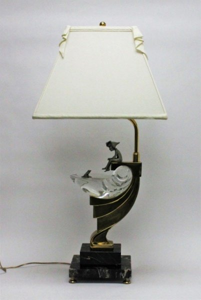 Vintage Baccarat Crystal Brass Art Deco Table Lamp (1 of 10)